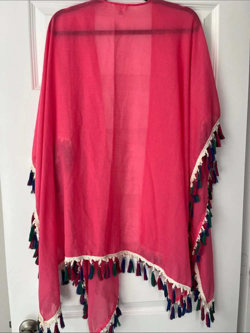 Charming Charlie Hot Pink Tassel-Trim Open Wrap